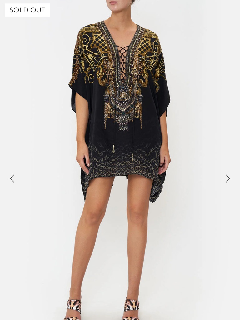 Camilla Black And Gold Silk Embellished Swim Coverup